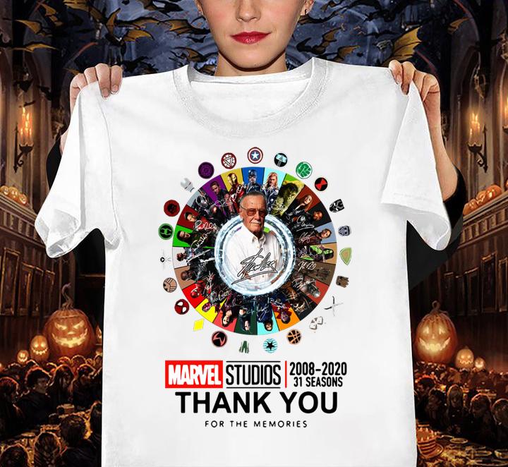 Stan Lee Avengers Marvel Studios 2008-2020 31 Seasons Signatures t-shirt woman shirt