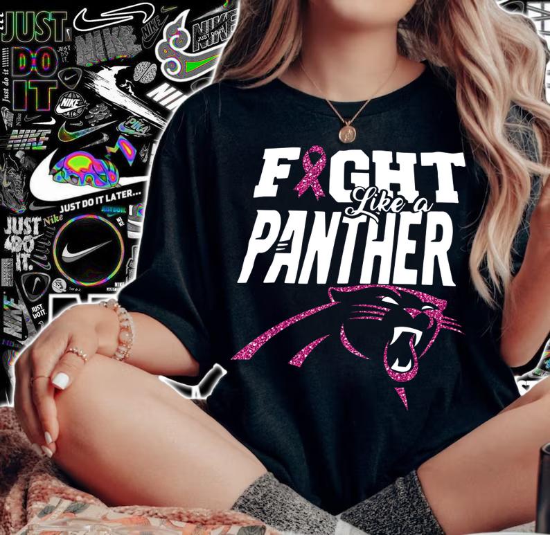 Fight Like A Panther Breast Cancer Awareness t-shirt woman shirt