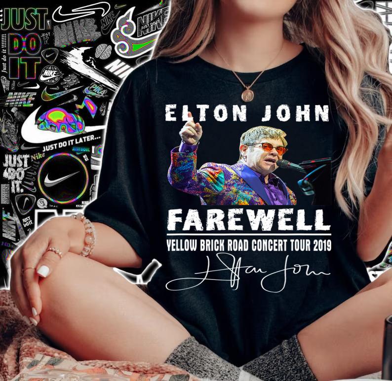 Top Elton John Farewell Yellow Brick Road Concert Tour 2019 Signature t-shirt woman shirt