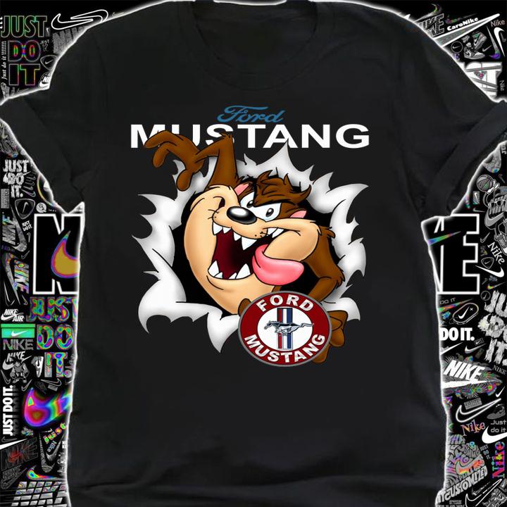 Tasmanian Devil Looney Tunes Ford Mustang t-shirt shirt