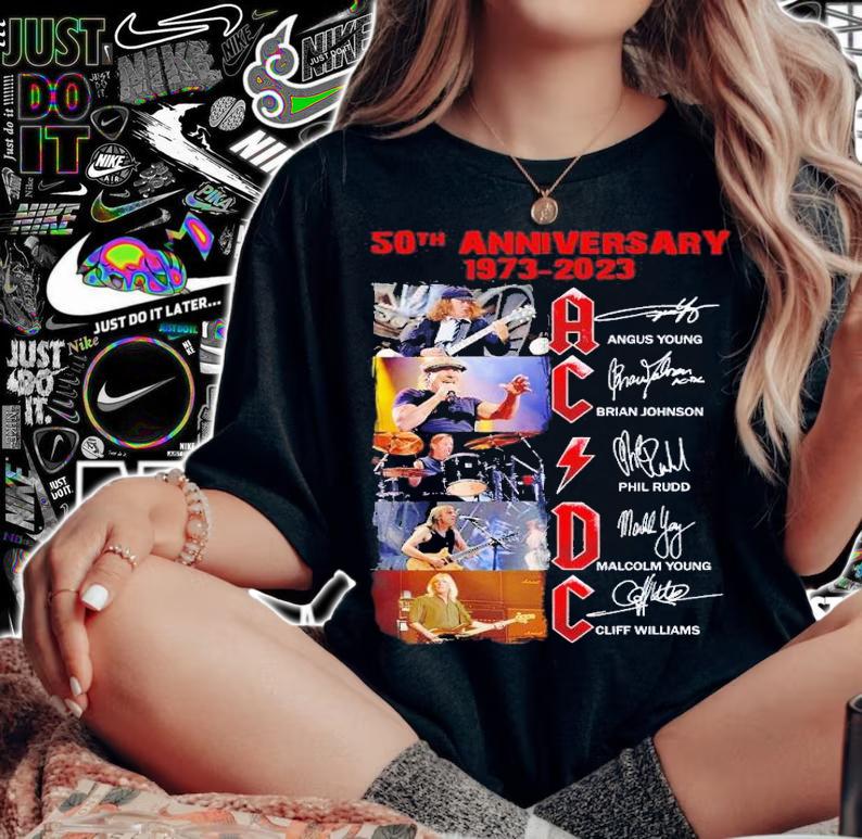 50th anniversary 1973 2023 ACDC signatures shirt t-shirt woman shirt