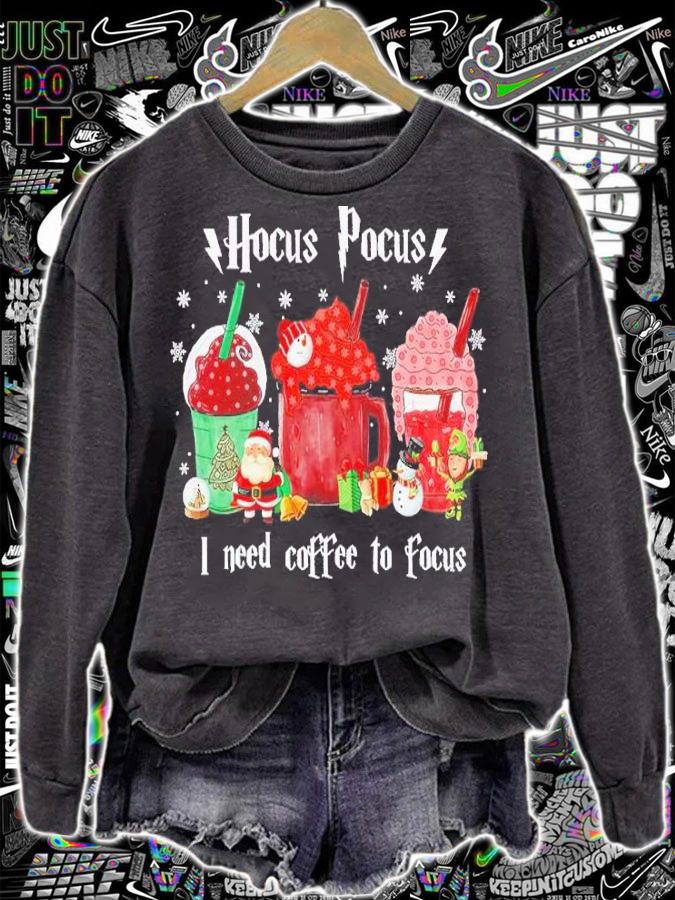 Hocus Pocus I need coffee to focus Christmas shirt t-shirt sweatshirt