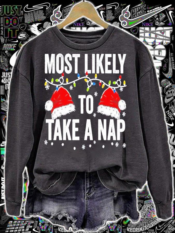 Most likely to take a nap matching Christmas for family shirt t-shirt