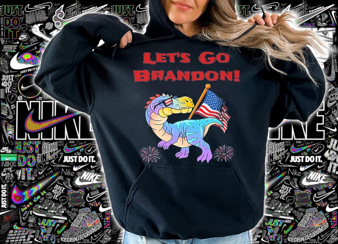 Let's Go Brandon Dinosaur USA Flag Funny T-Shirt t-shirt
