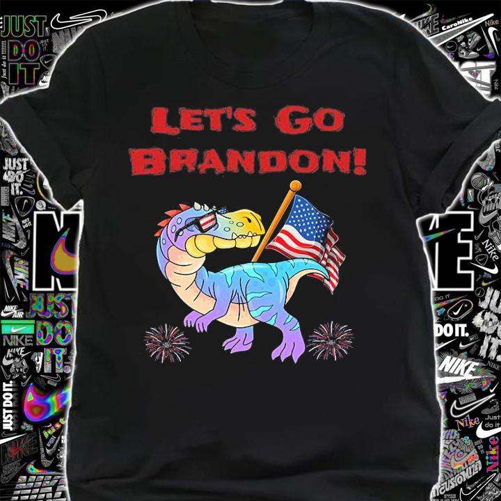 Let's Go Brandon Dinosaur USA Flag Funny T-Shirt t-shirt