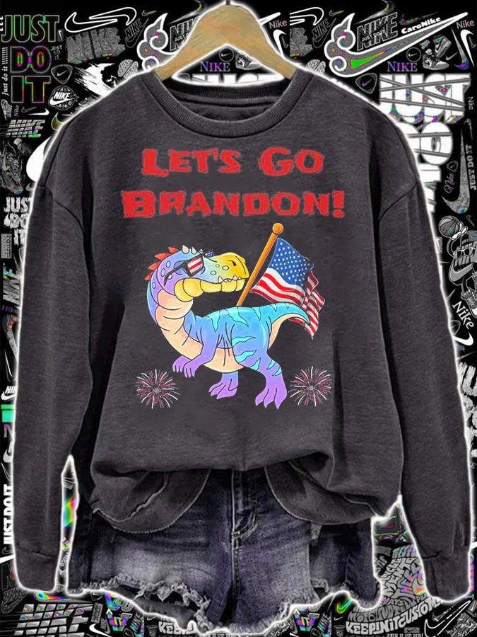 Let's Go Brandon Dinosaur USA Flag Funny T-Shirt t-shirt