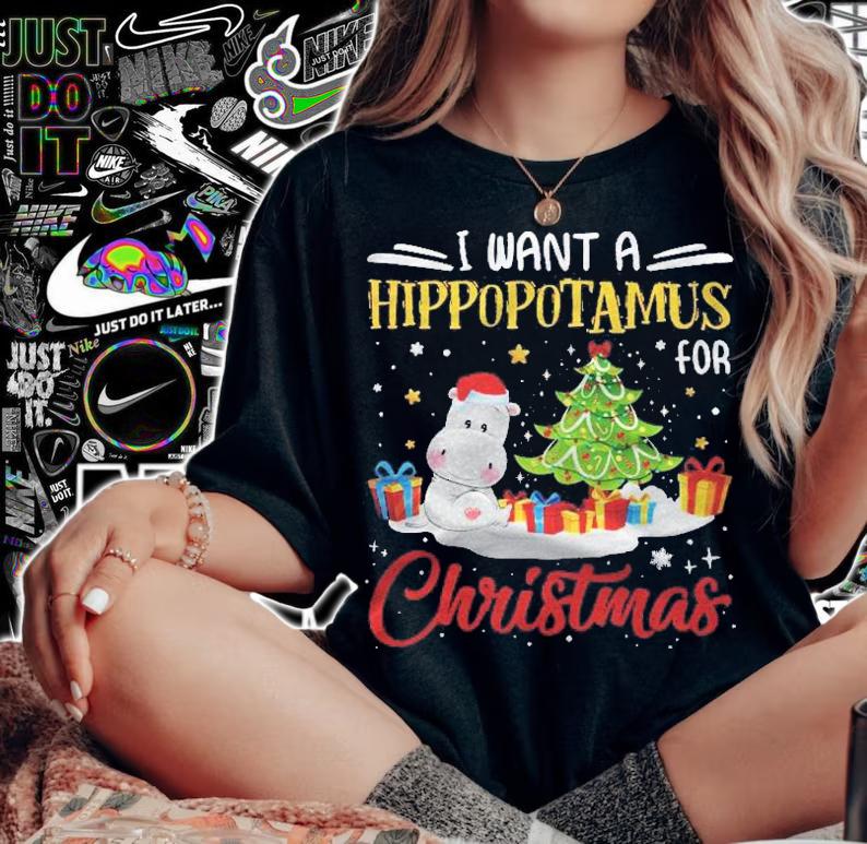I Want A Hippopotamus For Christmas Xmas Hippo Christmas Shirt t-shirt