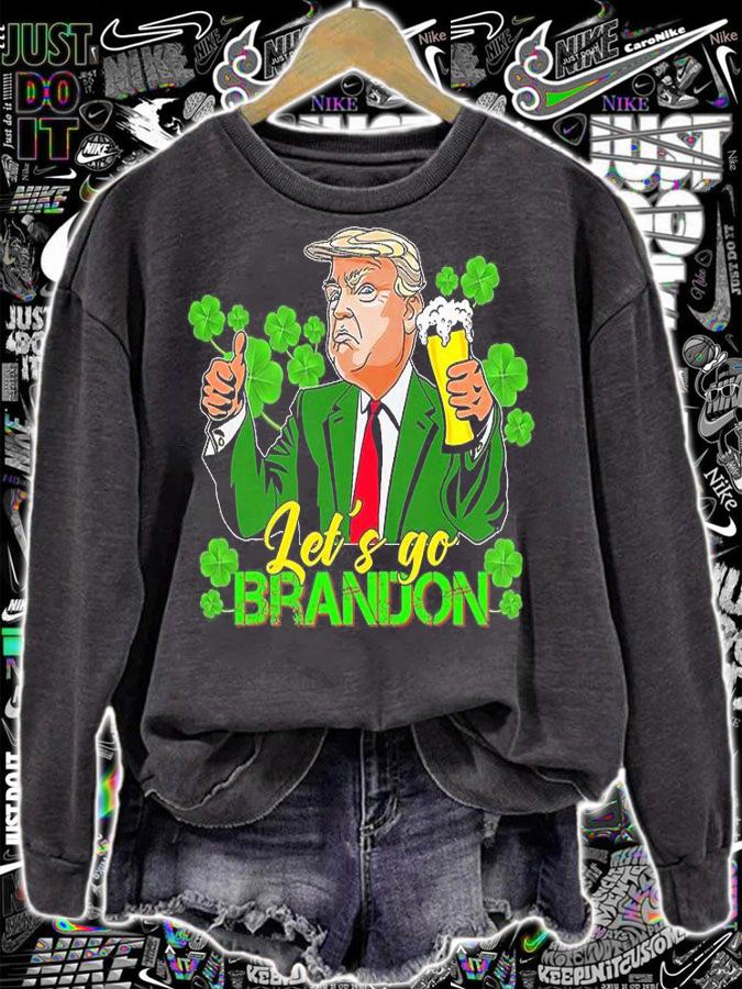 Lets Go Brandon Tee For St Patricks Day Trump Beer Shamrock T-Shirt