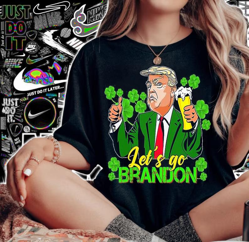 Lets Go Brandon Tee For St Patricks Day Trump Beer Shamrock T-Shirt
