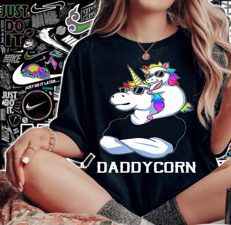 Daddycorn Unicorn Dad And Baby Christmast And Father T-Shirt woman shirt