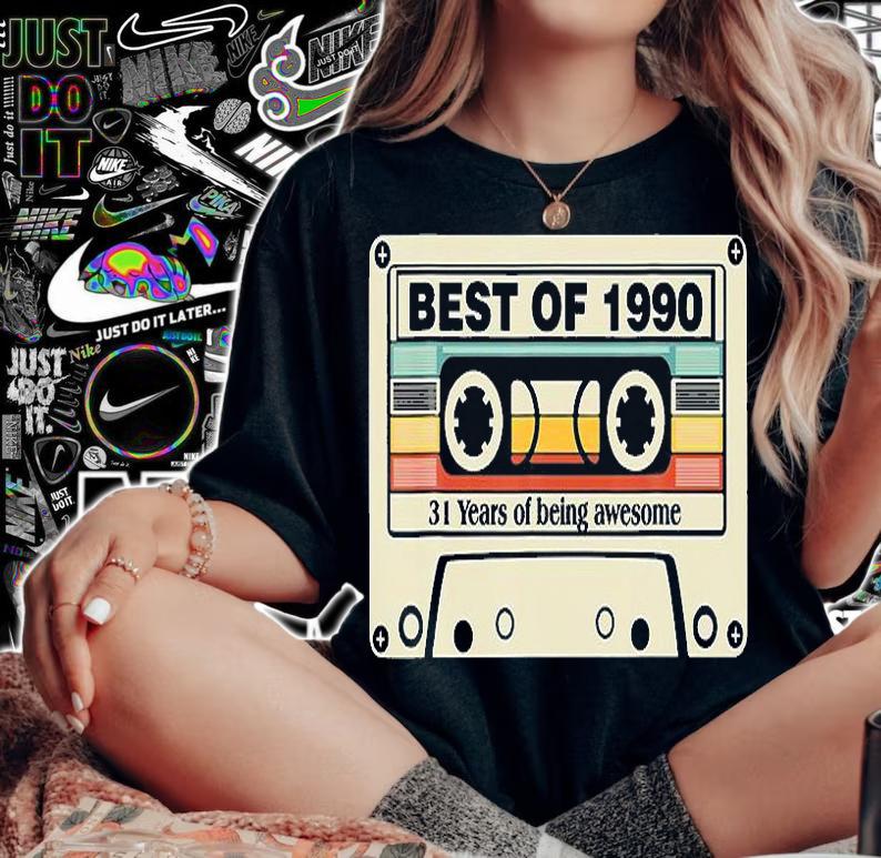Nice 31St Birthday Best Of 1990 Cassette Tape 31 Years Of Being Awesome T-Shirt