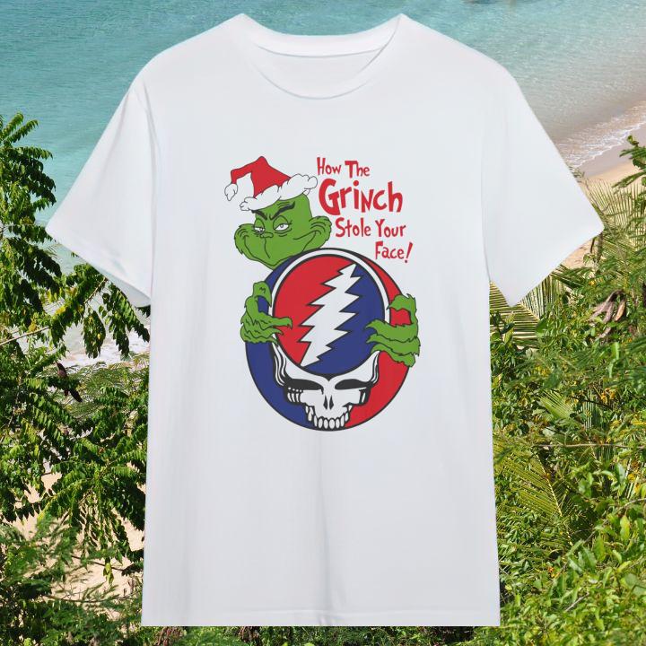 Funny Grateful Dead How The Grinch Stole Your Face Christmas T-Shirt