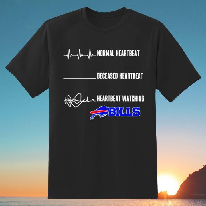 Trending Normal Heartbeat Deceased Heartbeat Watching Buffalo Bills Logo T-Shirt