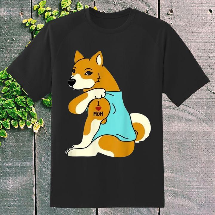 Shiba I Love Mom Tattoo Mothers Day Dog Lover T-Shirt