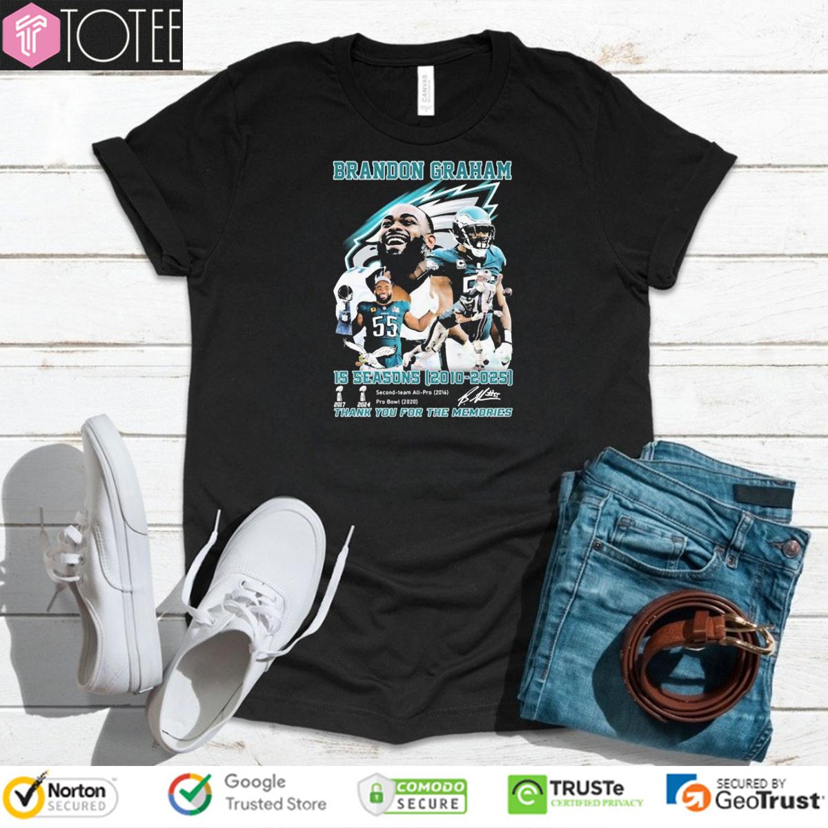 Brandon Graham Philadelphia Eagles 15 Seasons 2010-2025 Signature T-Shirt