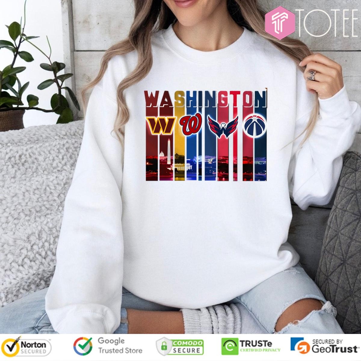 Washington Sports City Skyline Redskins Nationals Capitals Wizards sweatshirt